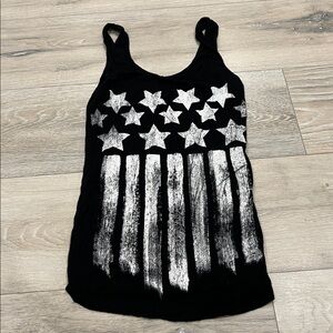 Black Tank Top with Silver Stars and Stripes